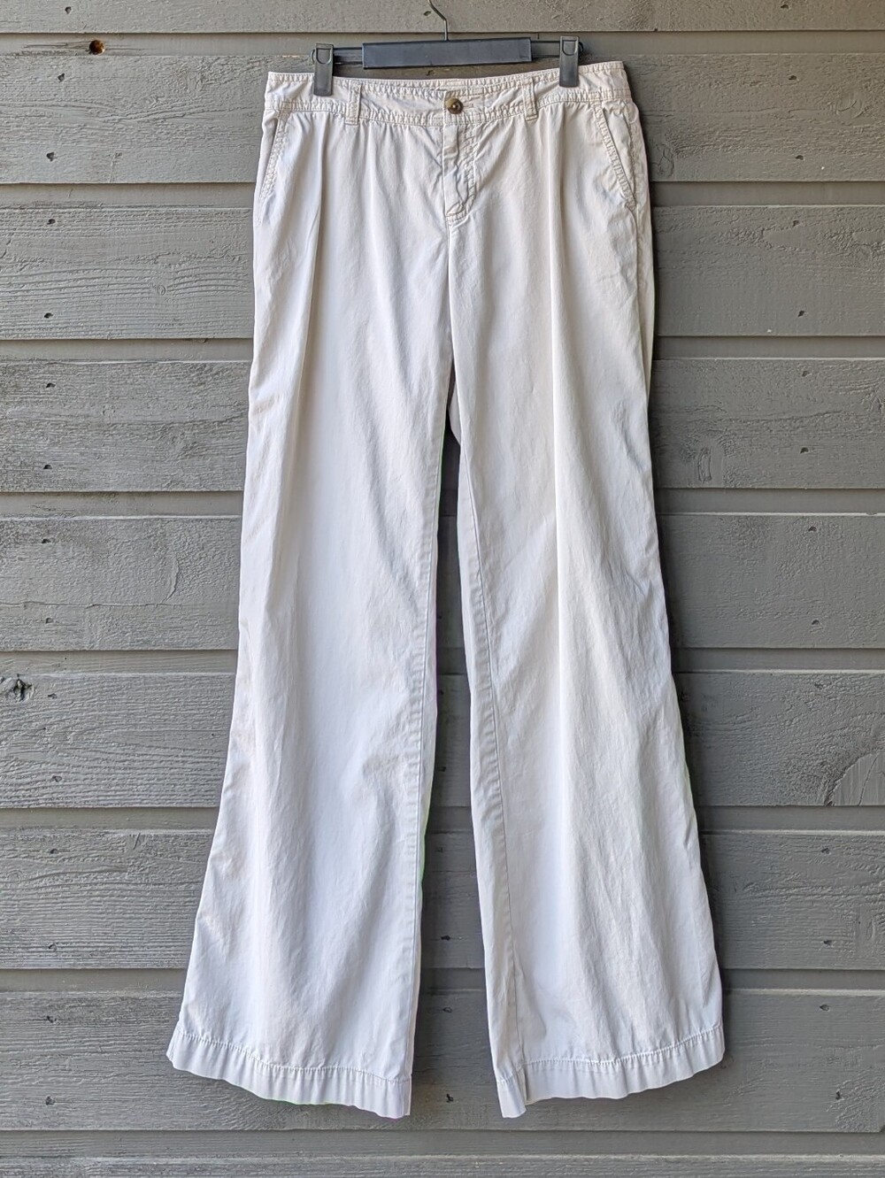 GAPStretch Cream Wide Leg Chino Trousers Size 6 LONG Low Rise 33" Inseam
